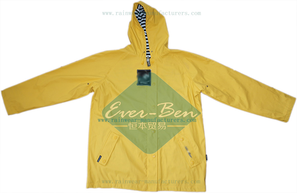 PU womens waterproof jacket-fleece lined rain jacket